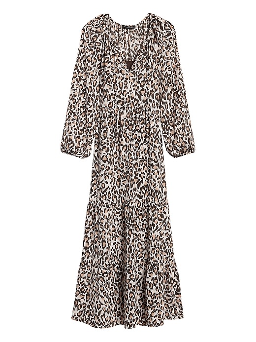 knee length dresses for ladies Flying Tomato Beige Leopard Print Tiered Maxi Dress main image 0
