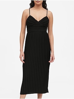 plissé pleated wrap dress