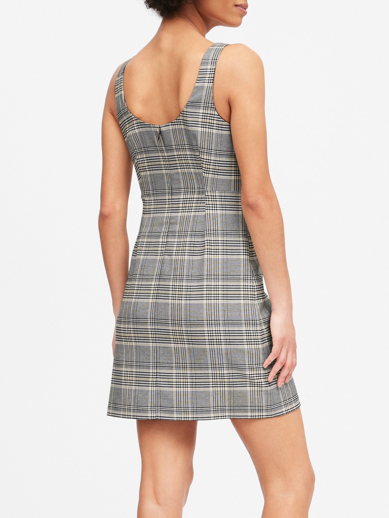 grey plaid mini dress