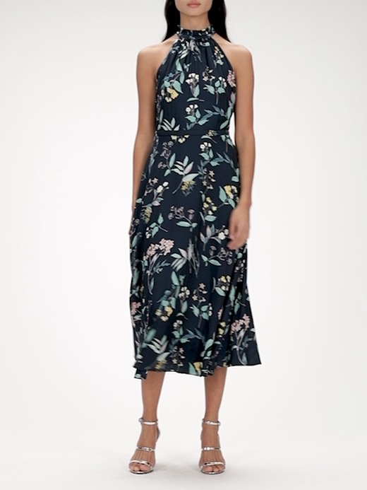 Floral Soft Satin Midi Dress | Banana 