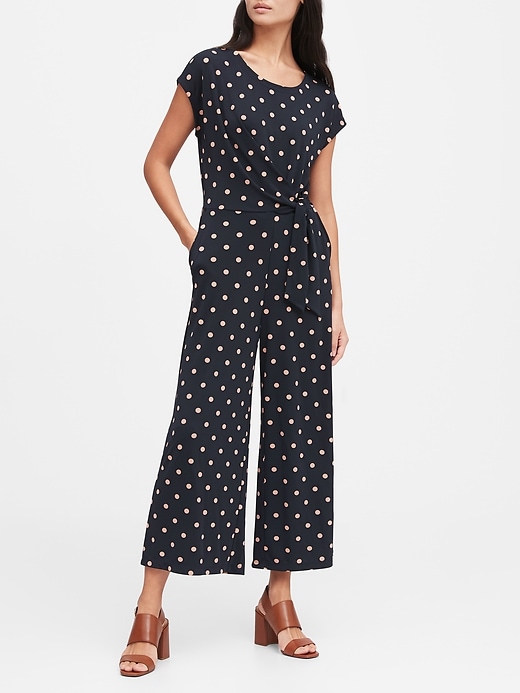 Banana Republic Print Tie-Front Cropped Jumpsuit. 1