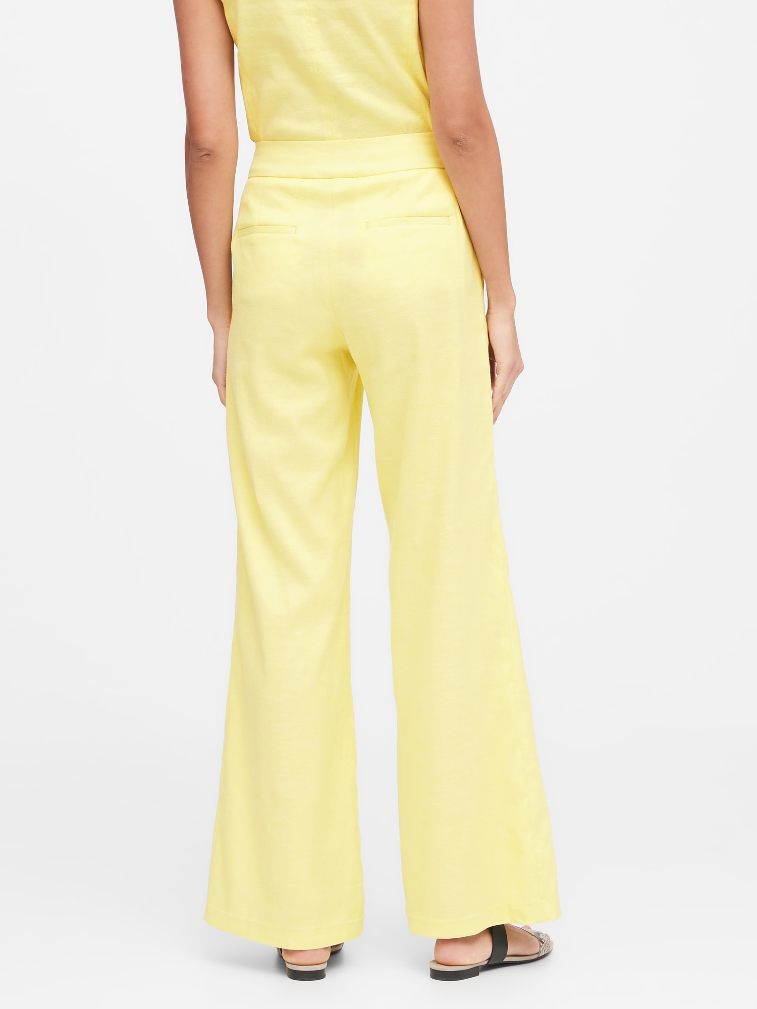 Petite High-Rise Wide-Leg Linen-Cotton Pant