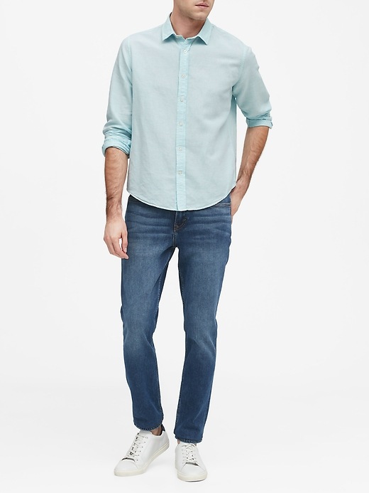 slim fit linen blend shirt