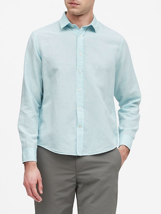 Untucked Slim-Fit Linen-Cotton Shirt