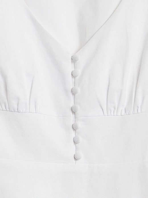 Linen-Cotton Button-Front Midi Dress Linen-Cotton Button-Front Midi Dress