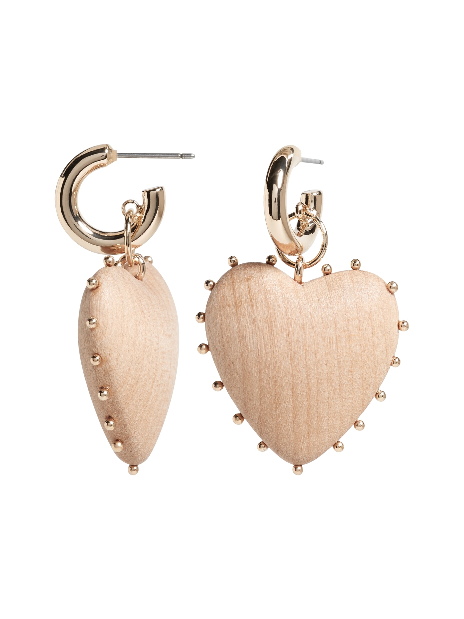Wood Heart Hoop Earrings