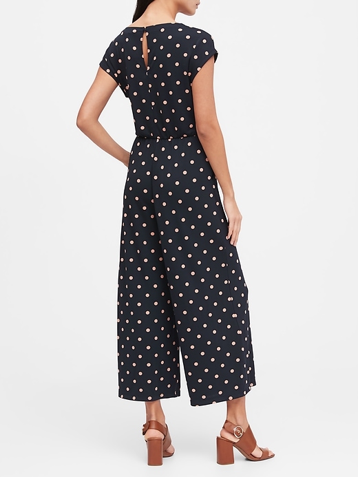 Petite Print Tie-Front Cropped Jumpsuit | Banana Republic