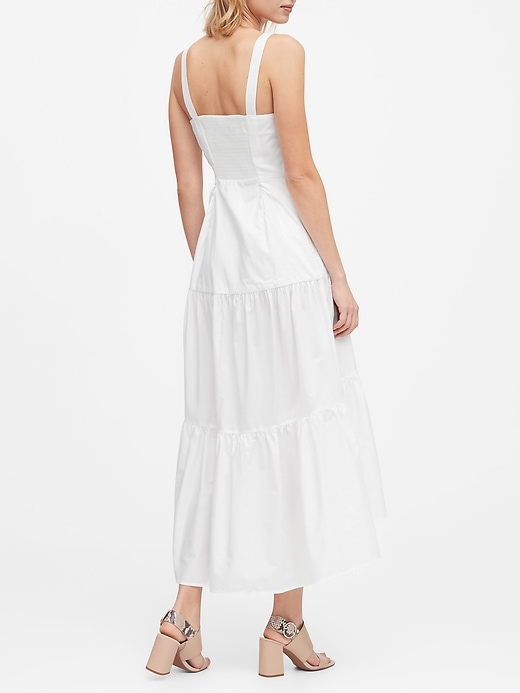 Petite Poplin Tiered Maxi Dress | Banana Republic