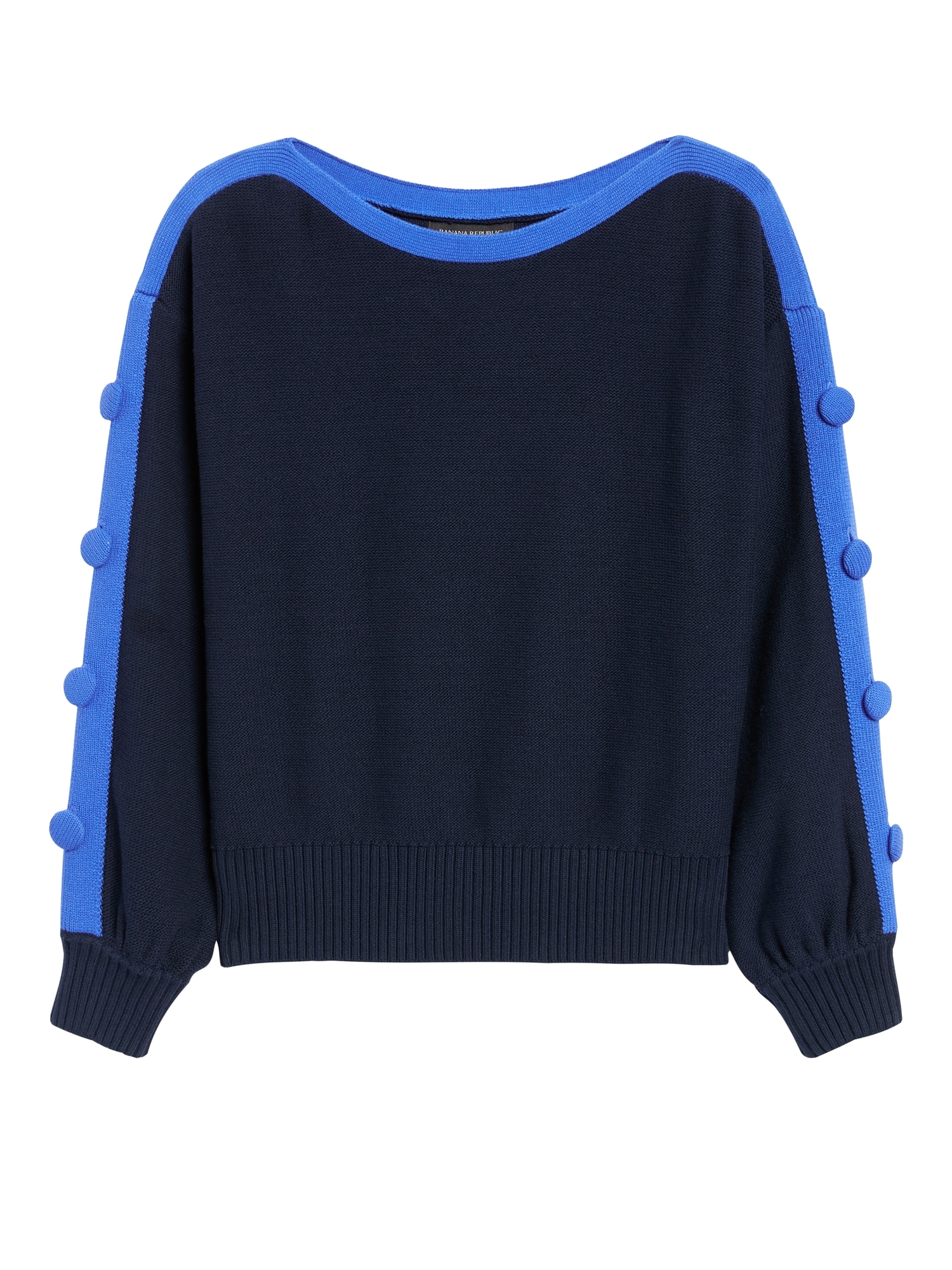 Button-Sleeve Cropped Sweater