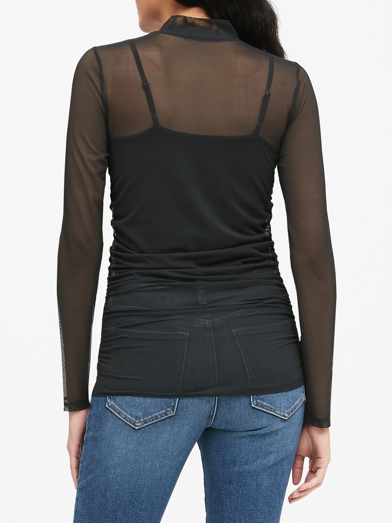 Mesh Mock-Neck Top