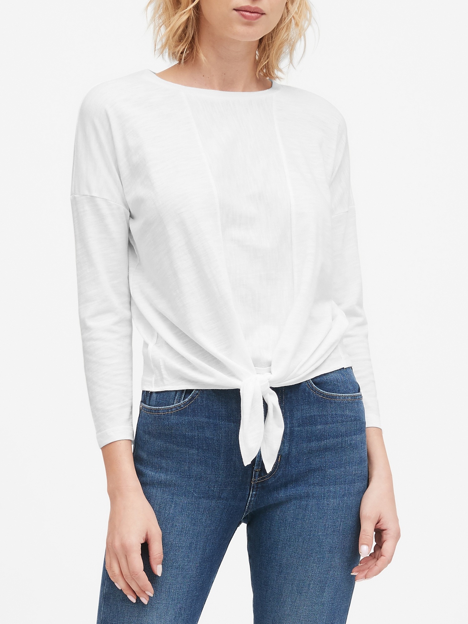 Cropped Tie-Front T-Shirt