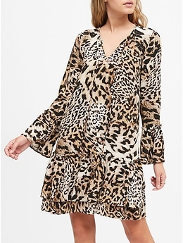 Leopard Print Drop Waist Dress Banana Republic