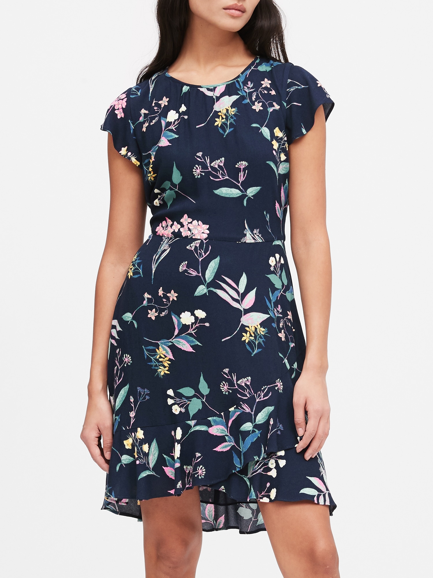 Petite ECOVERO&#153 Flutter-Sleeve Mini Dress