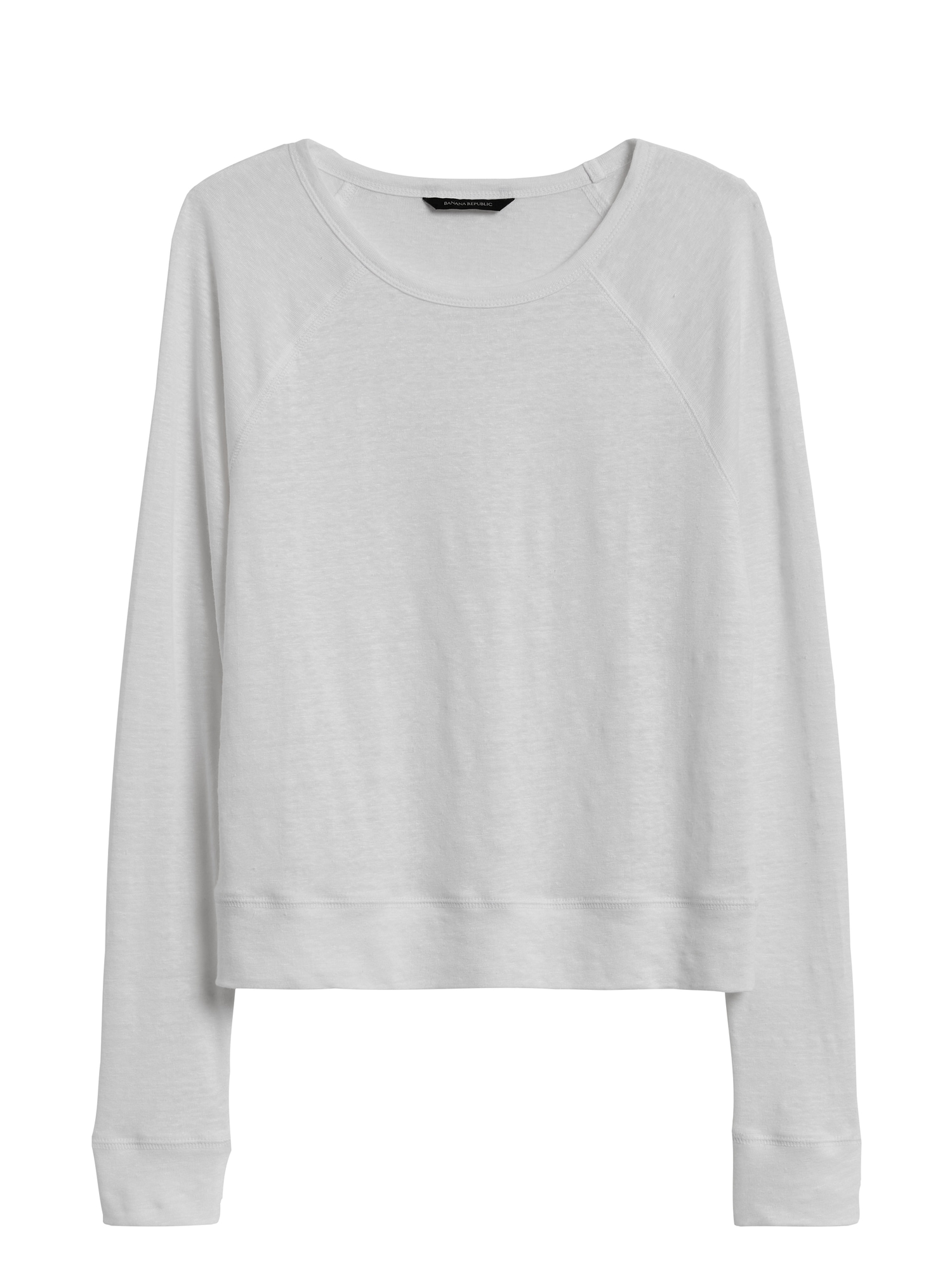 Petite Linen Raglan Cropped T-Shirt
