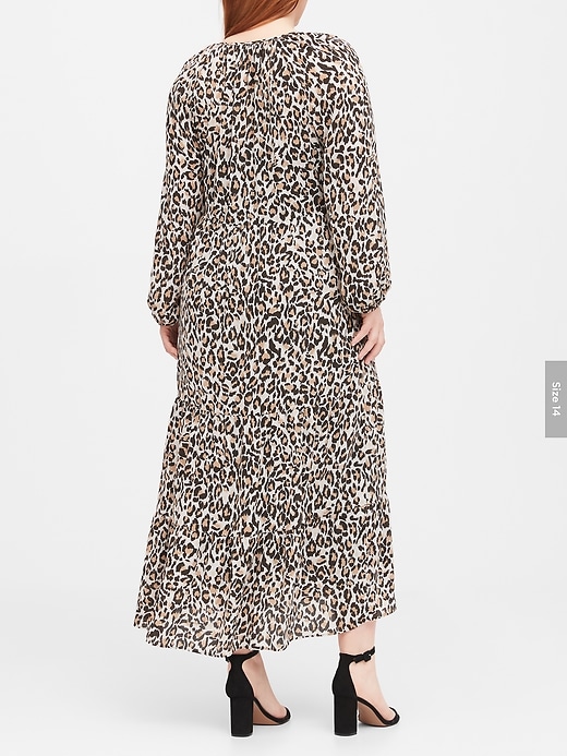 knee length dresses for ladies Leopard V-Neck Maxi Dress with Dolman Sleeves main image 0