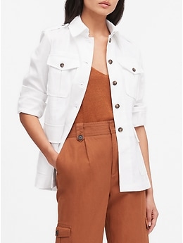 Petite Linen-Cotton Safari Jacket | Banana Republic