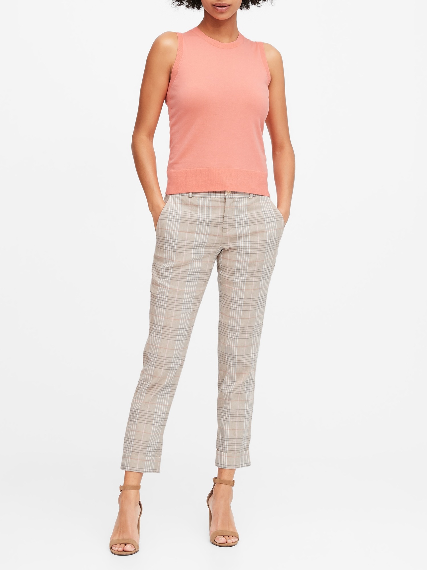 Petite Avery StraightFit LinenCotton Ankle Pant Banana Republic