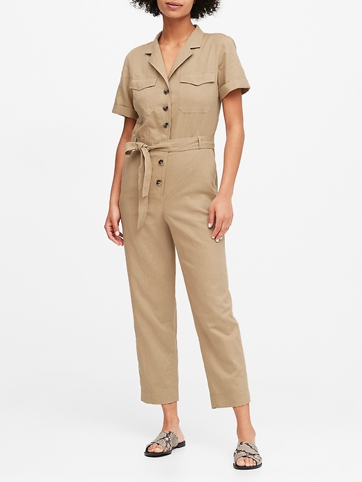 Banana Republic Linen-Cotton Utility Jumpsuit. 1