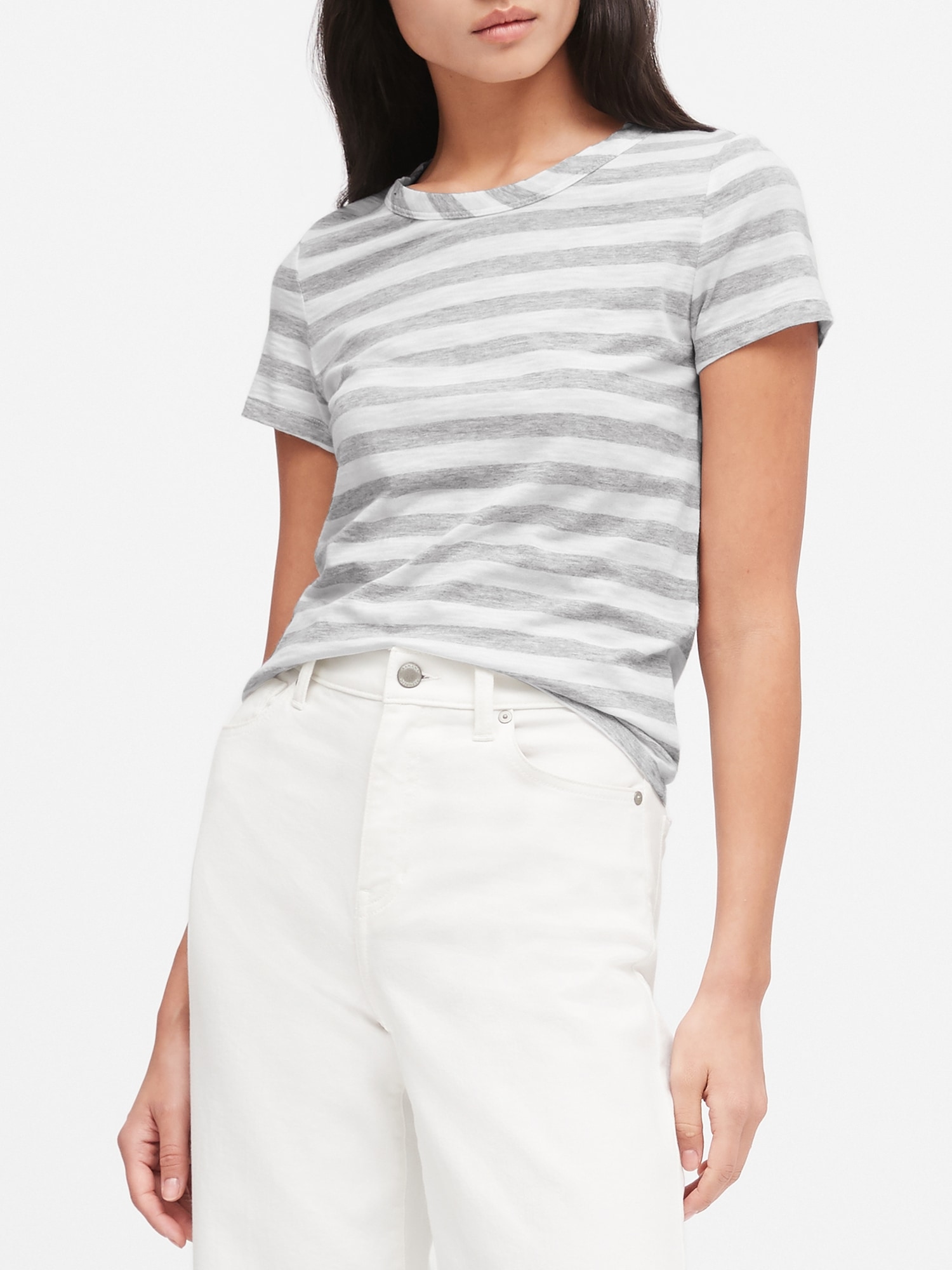 Slub Cotton-Modal Stripe T-Shirt