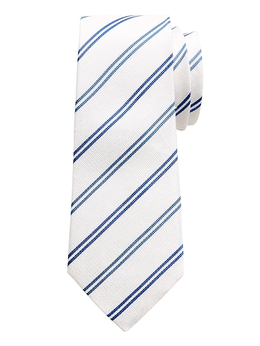 Banana Republic Silk-Linen Double-Stripe Tie. 1