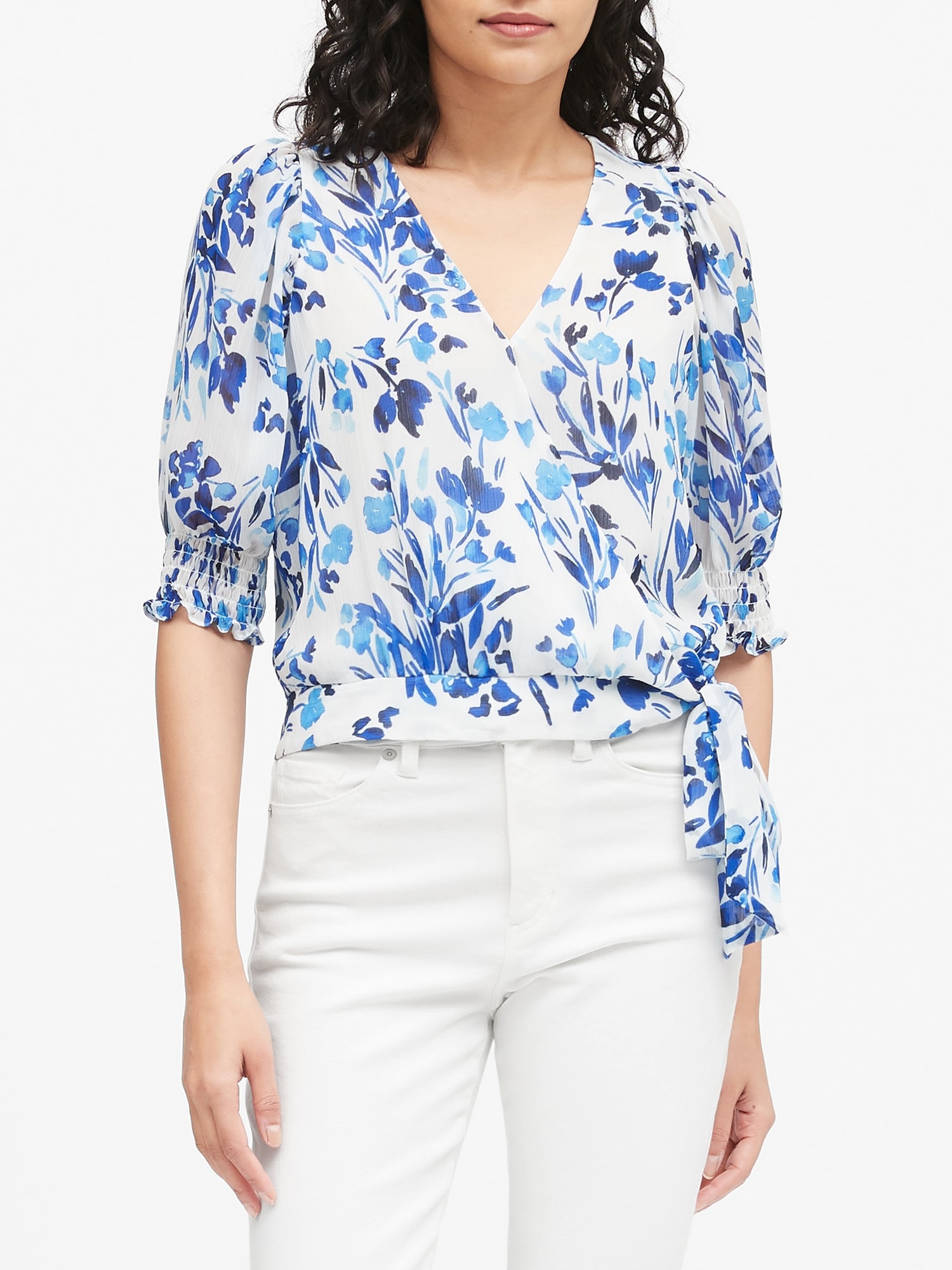 Puff-Sleeve Cropped Top | Banana Republic