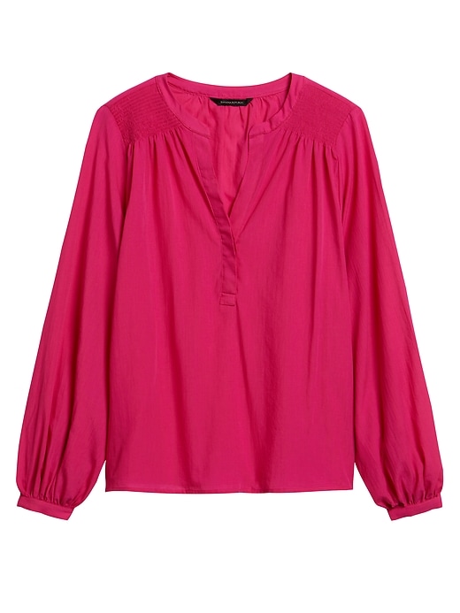 Image number 1 showing, Petite Cotton Balloon-Sleeve Top