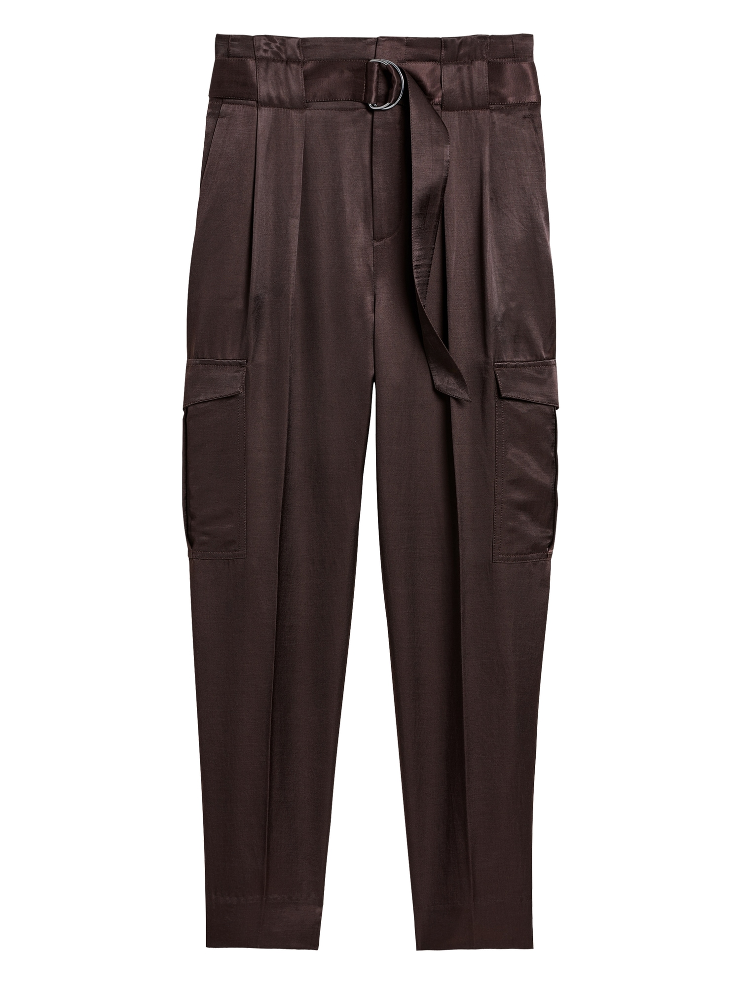 High-Rise Tapered Satin Cargo Pant