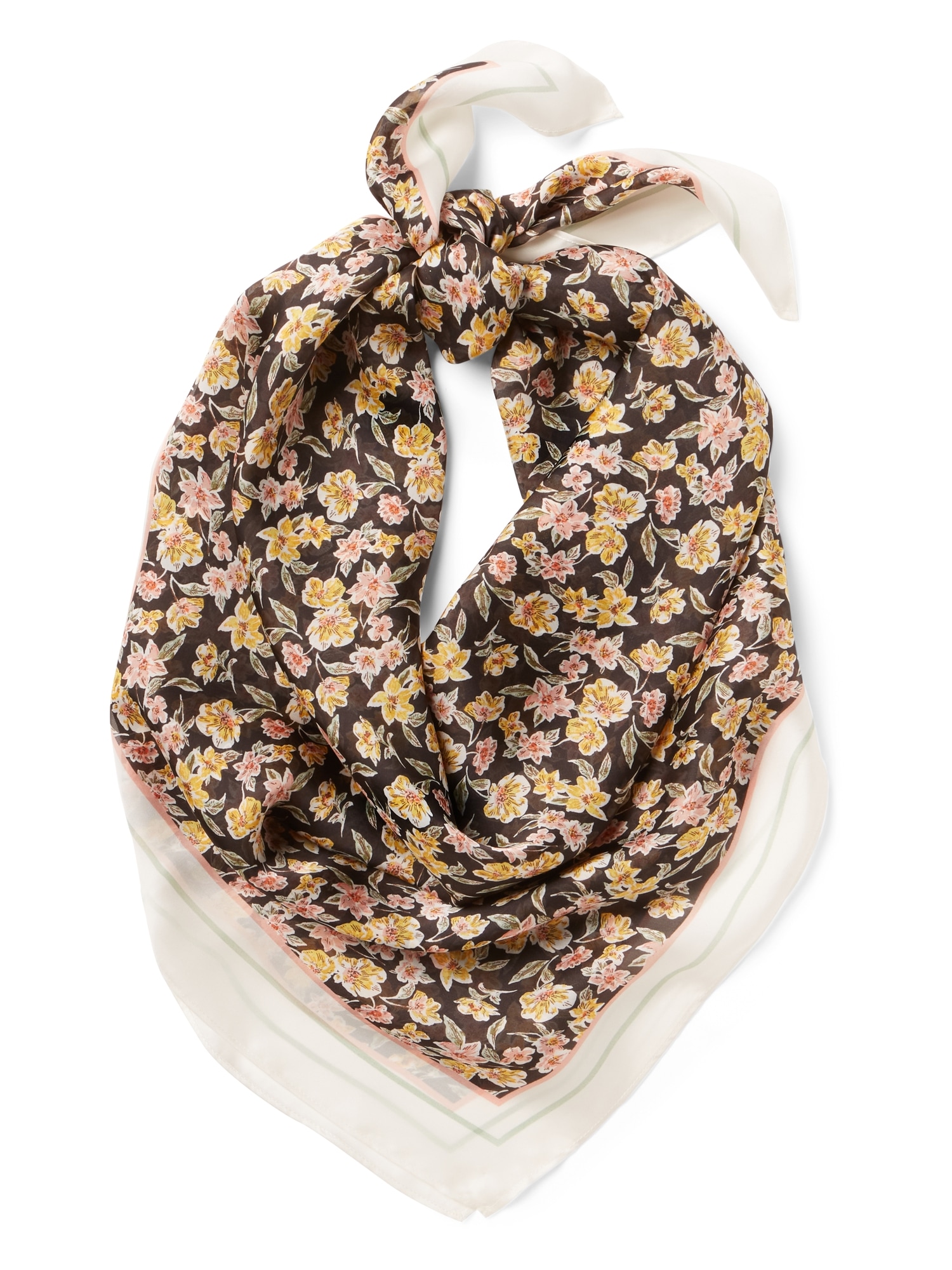 Sheer Floral Square Scarf