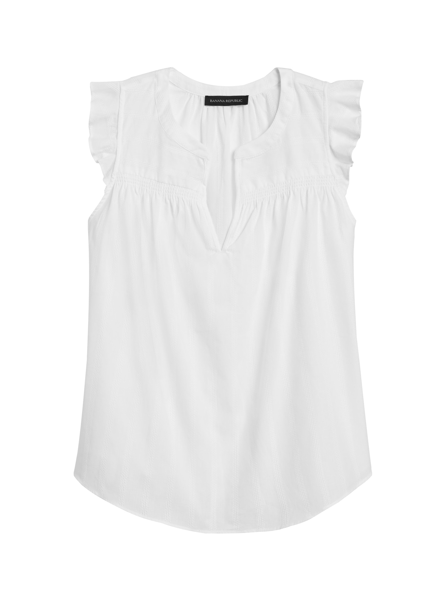 Cotton Ruffle-Sleeve Top | Banana Republic