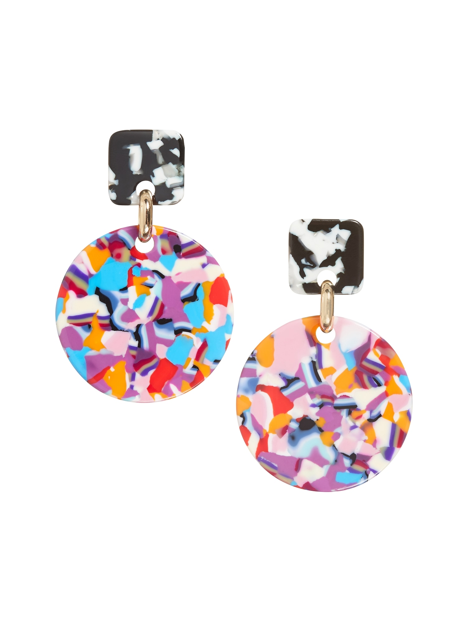 Multi Resin Circle Earrings