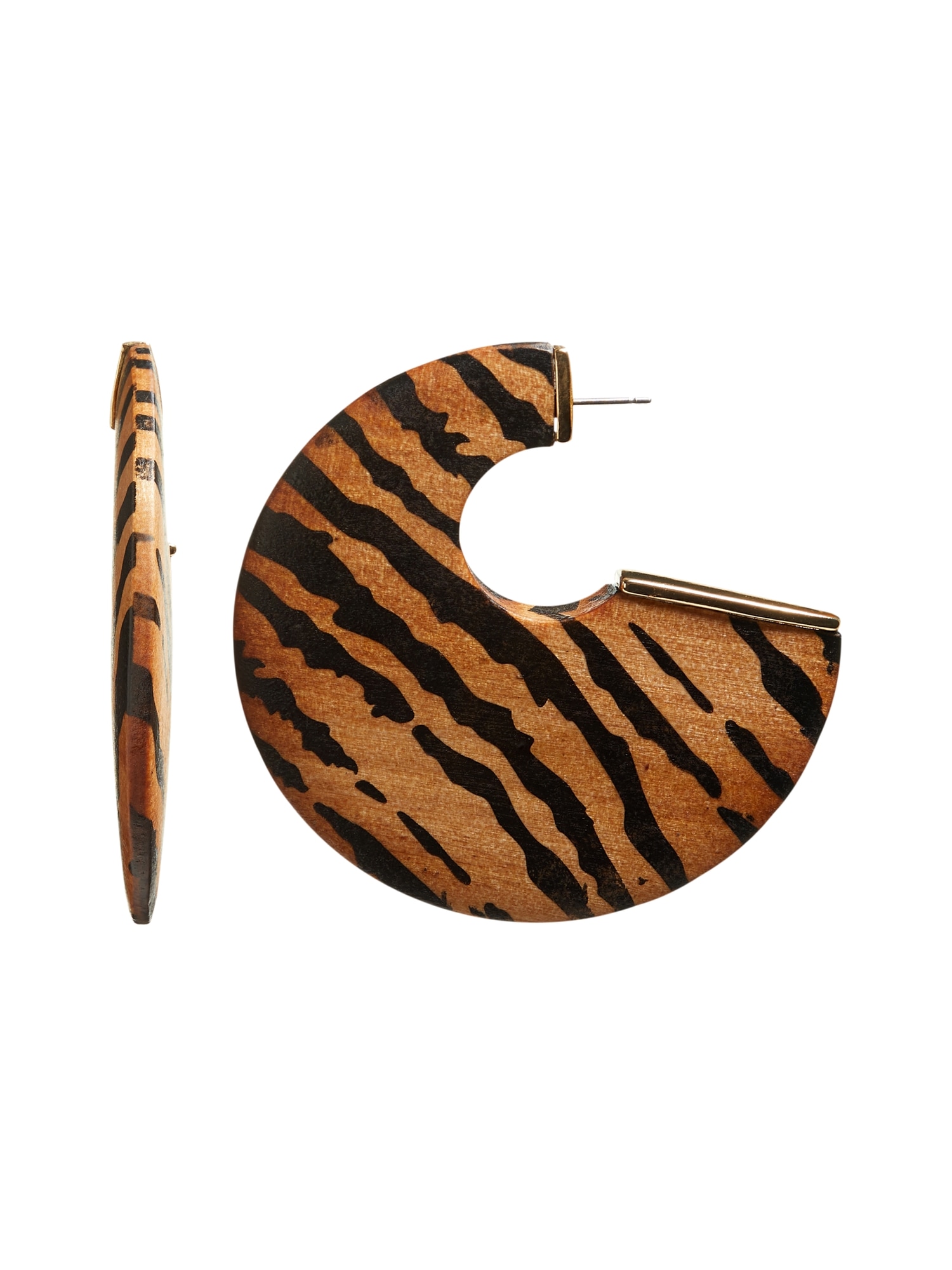 Zebra Wood Hoop Earrings