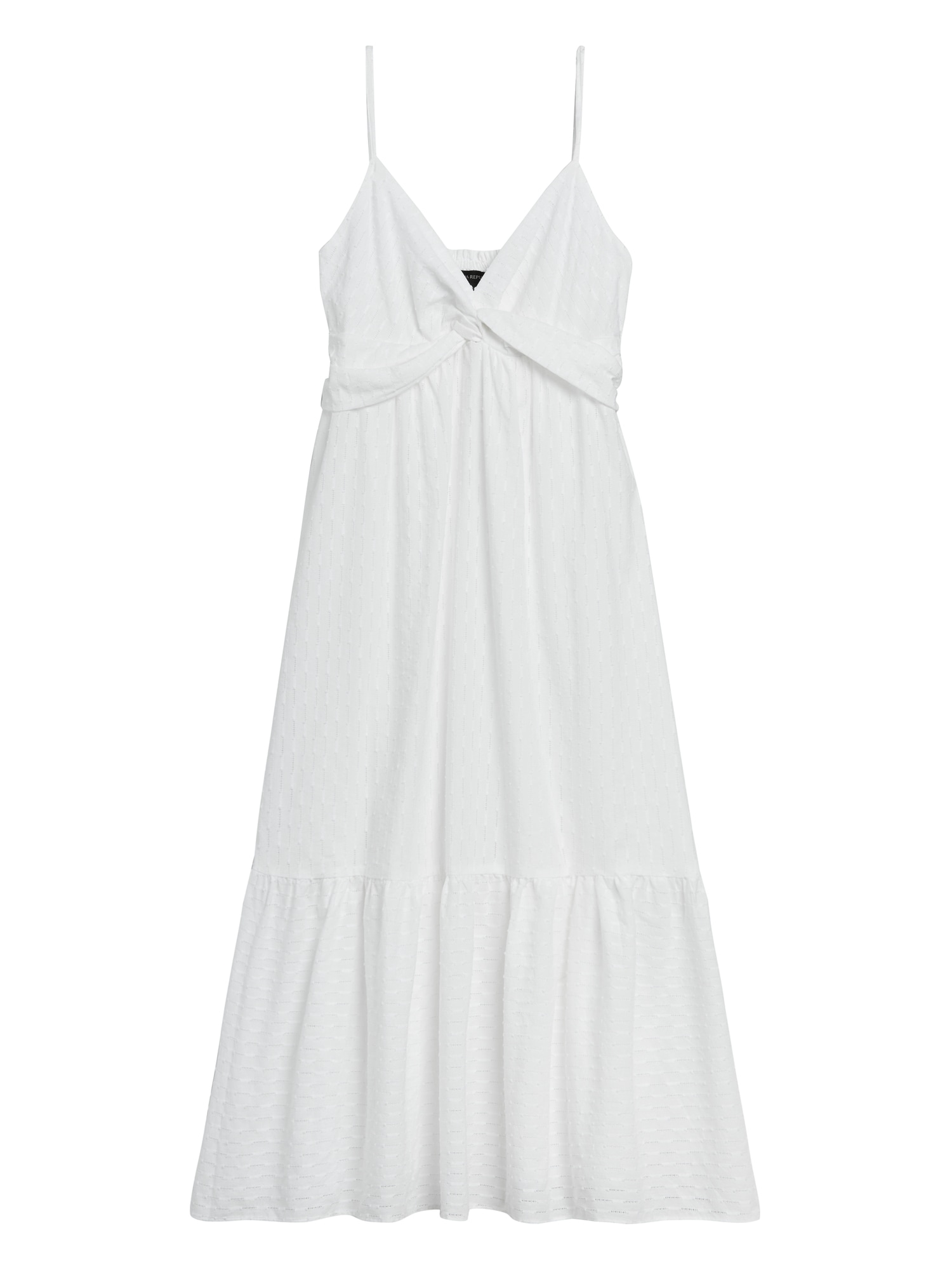 Textured Cotton Twist-Front Midi Dress