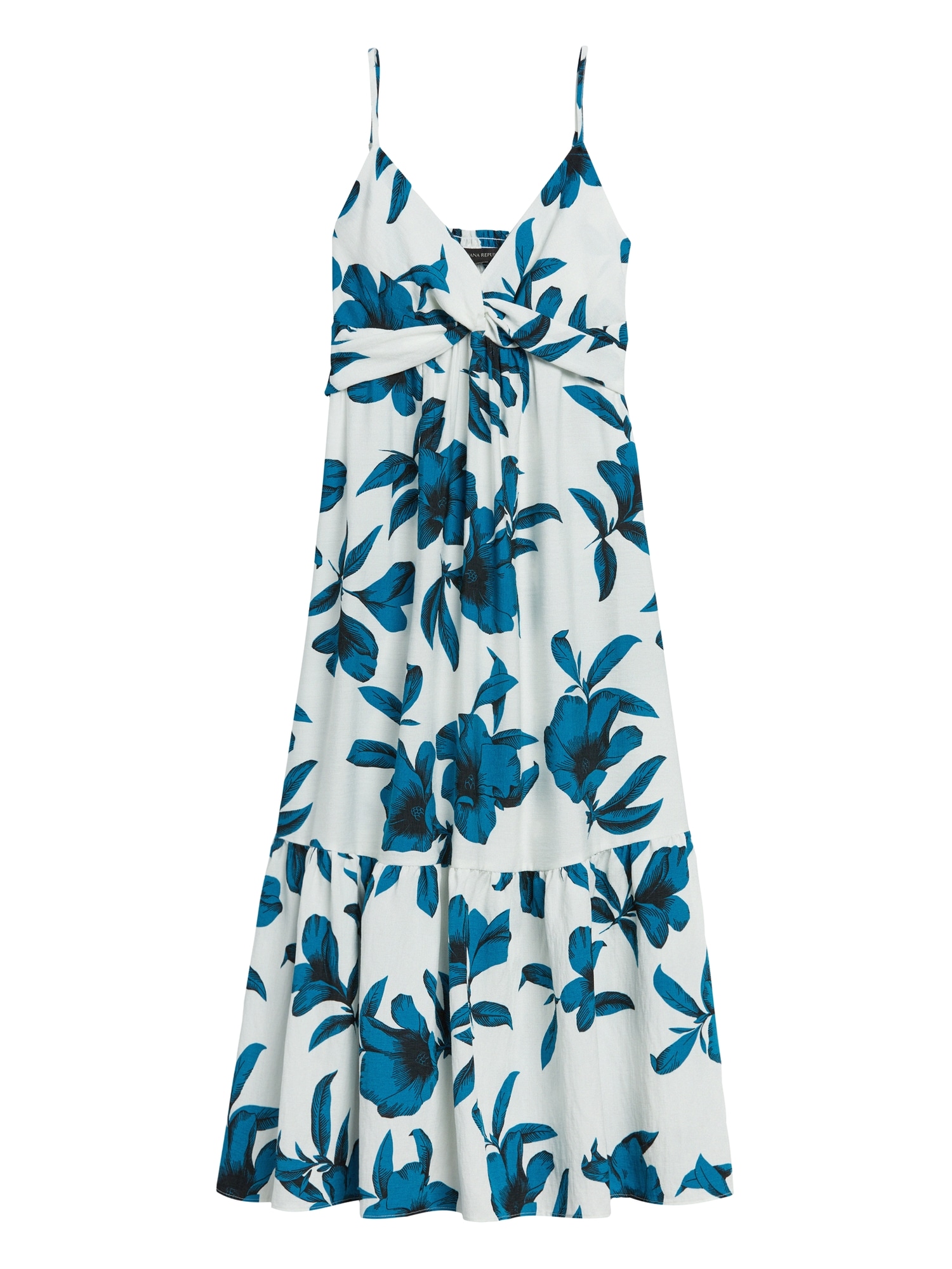 Petite Floral Twist-Front Midi Dress