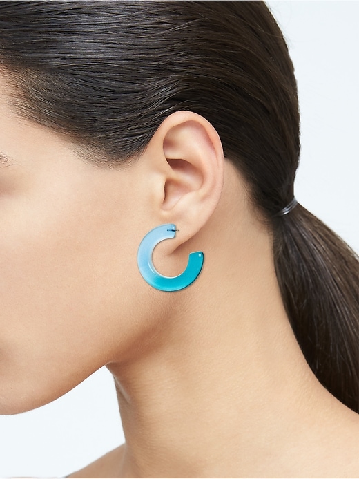 Blue resin hoop earrings discount