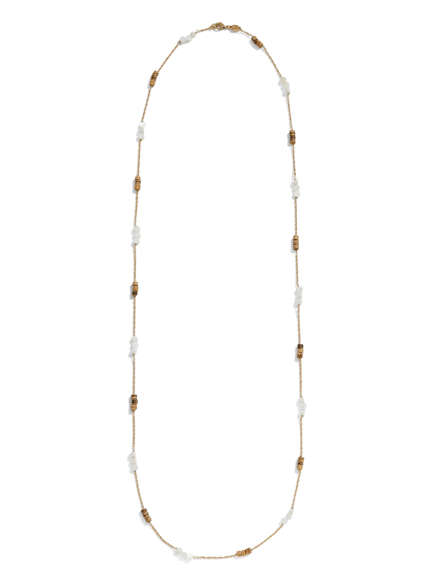 Mother of Pearl & Wood Long Necklace