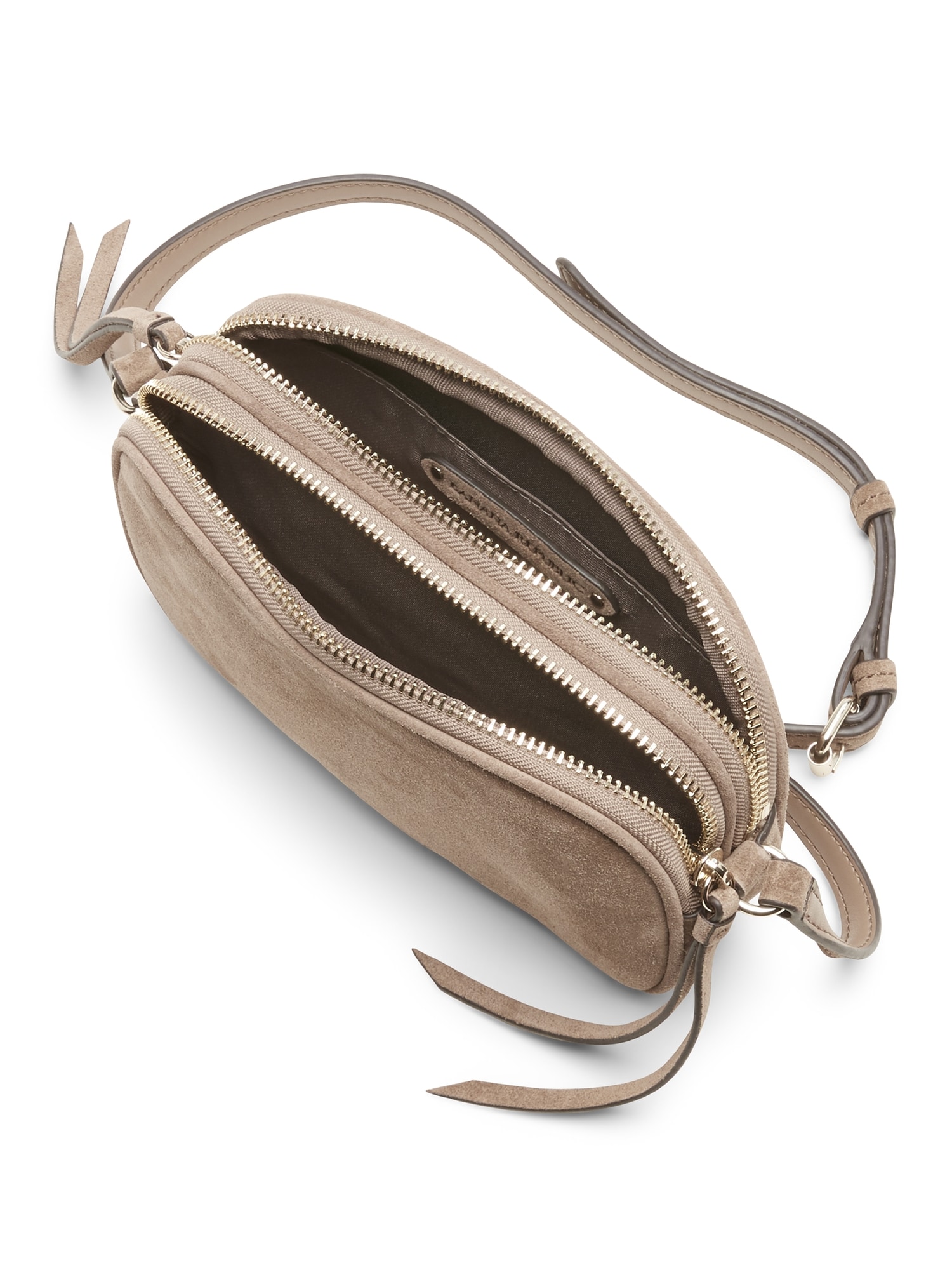 Suede Double-Zip Camera Crossbody