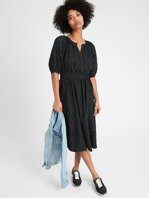 banana republic eyelet midi dress