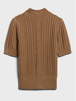 Short-Sleeve Cable-Knit Sweater | Banana Republic