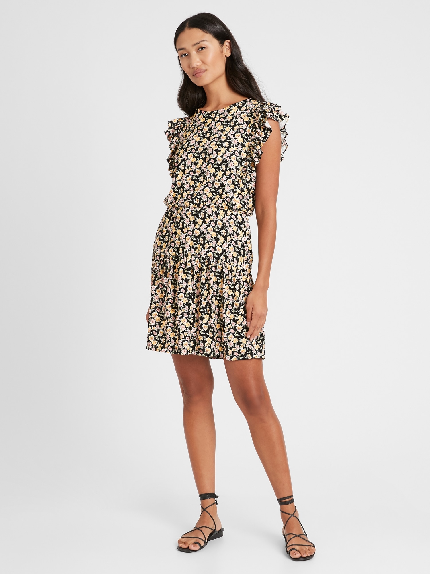Ruffle-Sleeve Mini Dress