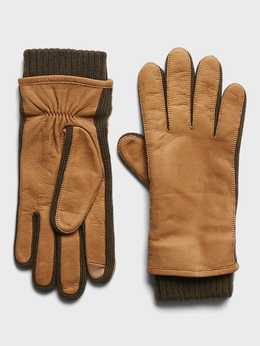 Banana Republic Nubuck Leather & Merino-Blend Gloves. 1