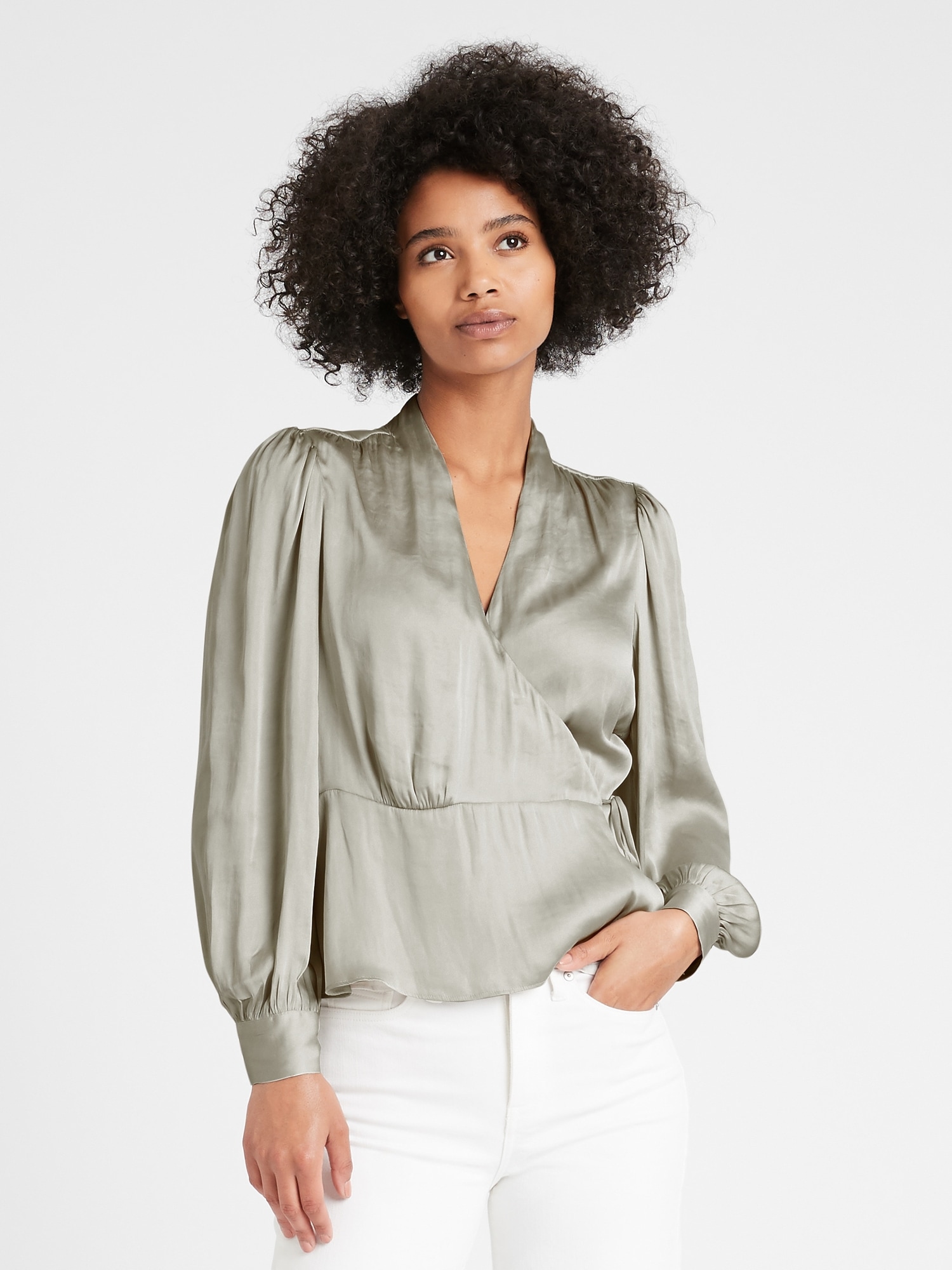 satin wrap top