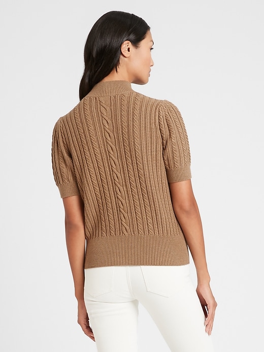 Short-Sleeve Cable-Knit Sweater | Banana Republic