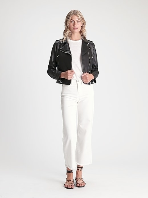 banana republic white leather jacket