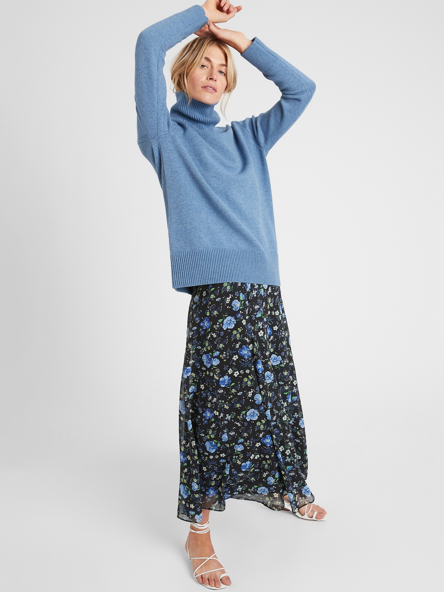 floral long midi skirt