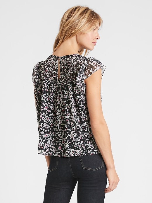 Petite Floral Smocked Blouse | Banana Republic