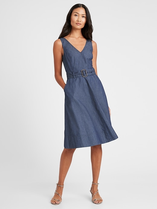 banana republic denim dresses Patchwork Denim Utility Mini Dress