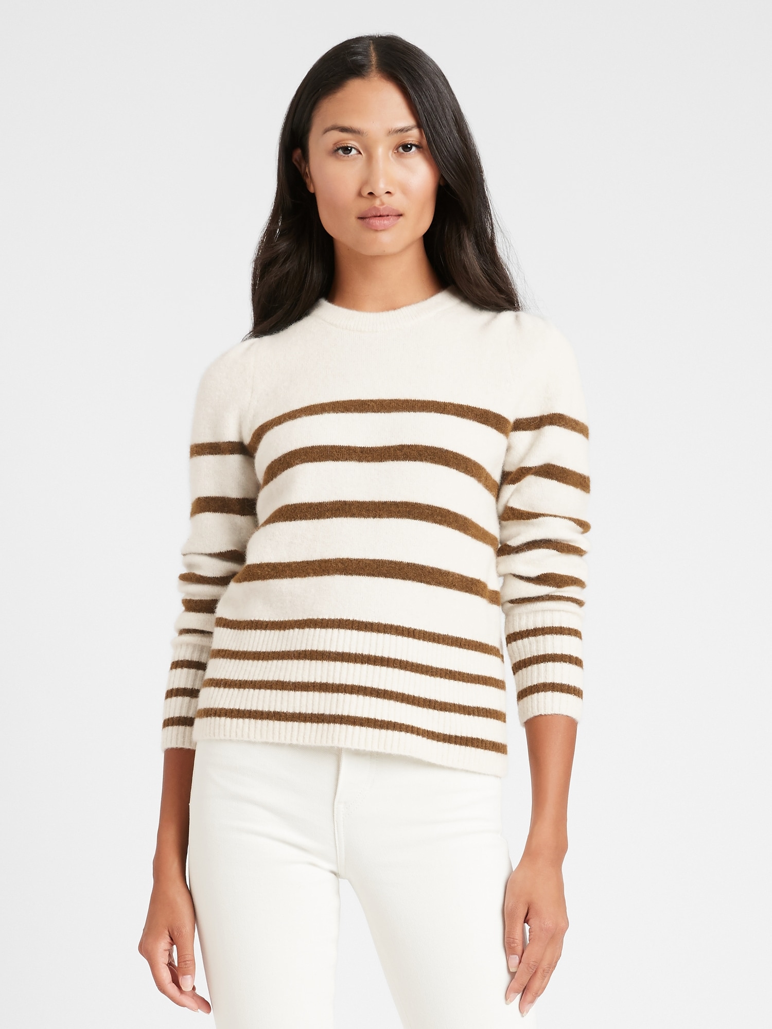 Stripe Puff-Sleeve Sweater