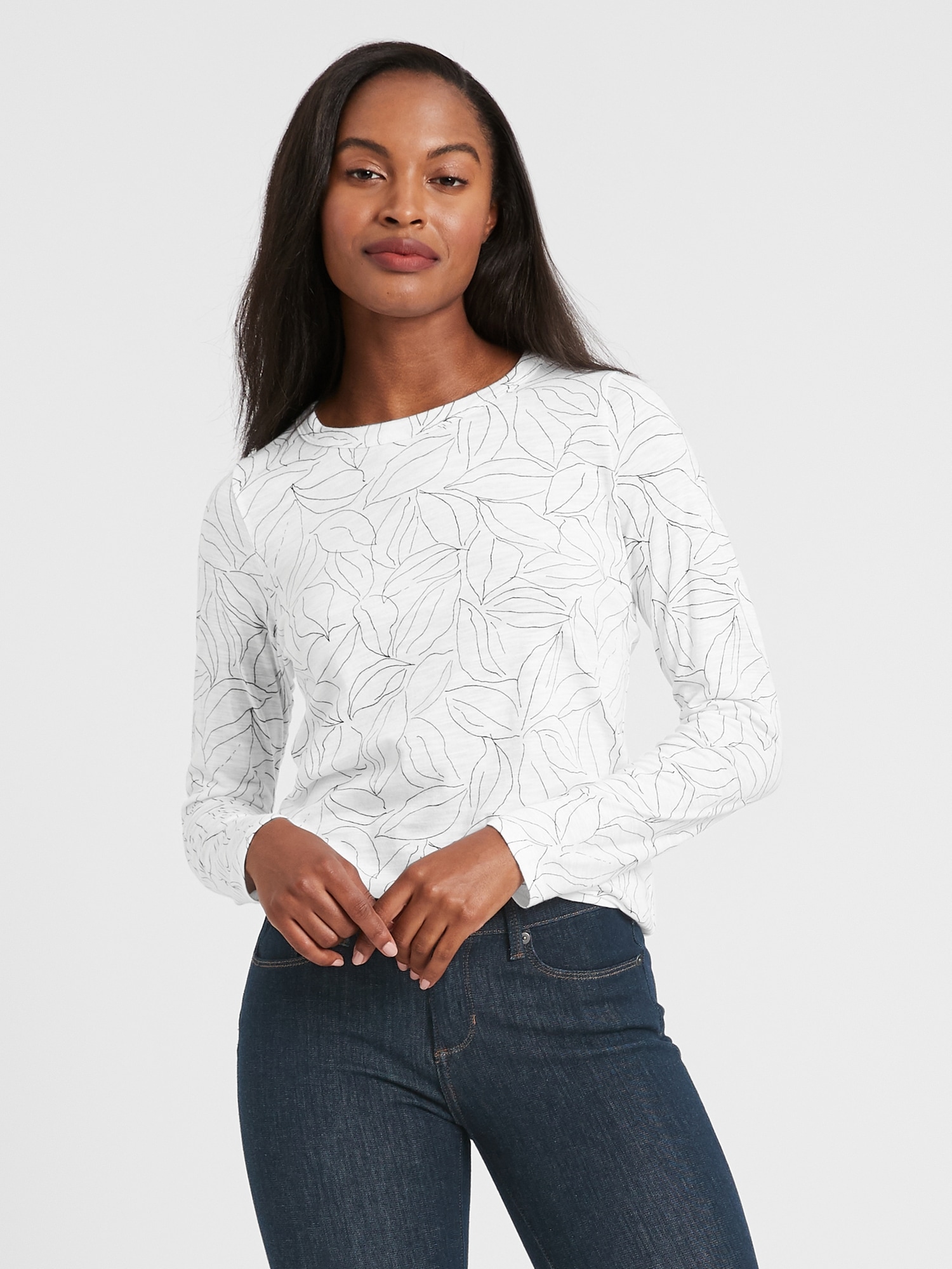 Slub Cotton Modal Long Sleeve T Shirt Banana Republic 