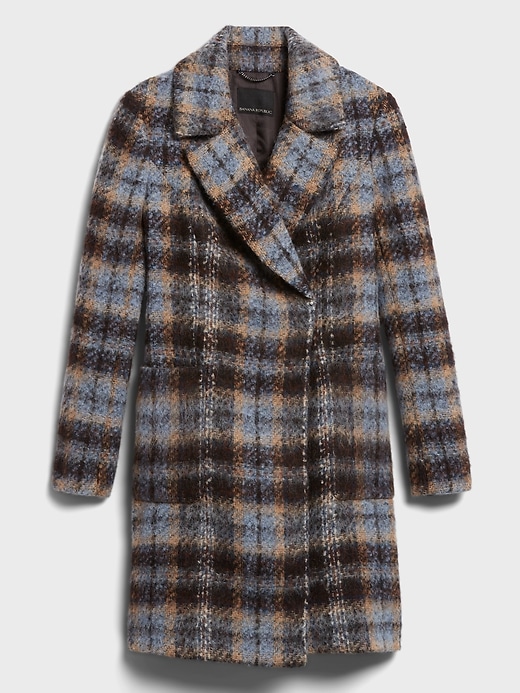 Banana republic fuzzy plaid cocoon clearance coat