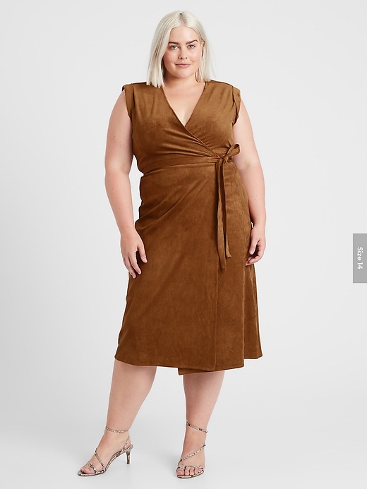 Vegan Suede Wrap Dress | Banana Republic